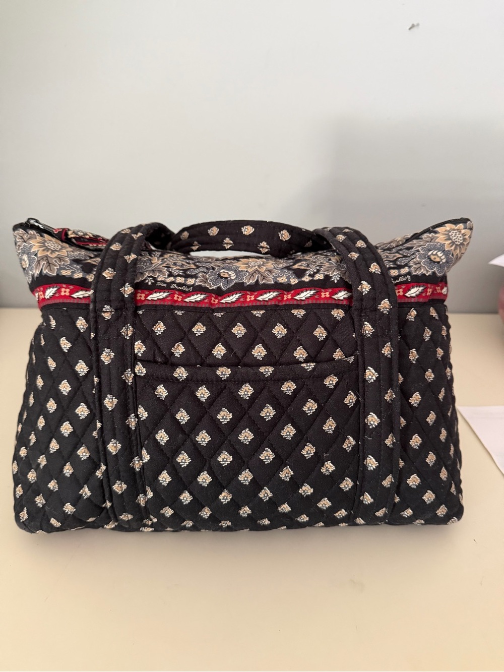 Vera Bradley Quilted Black Floral Tote Bag